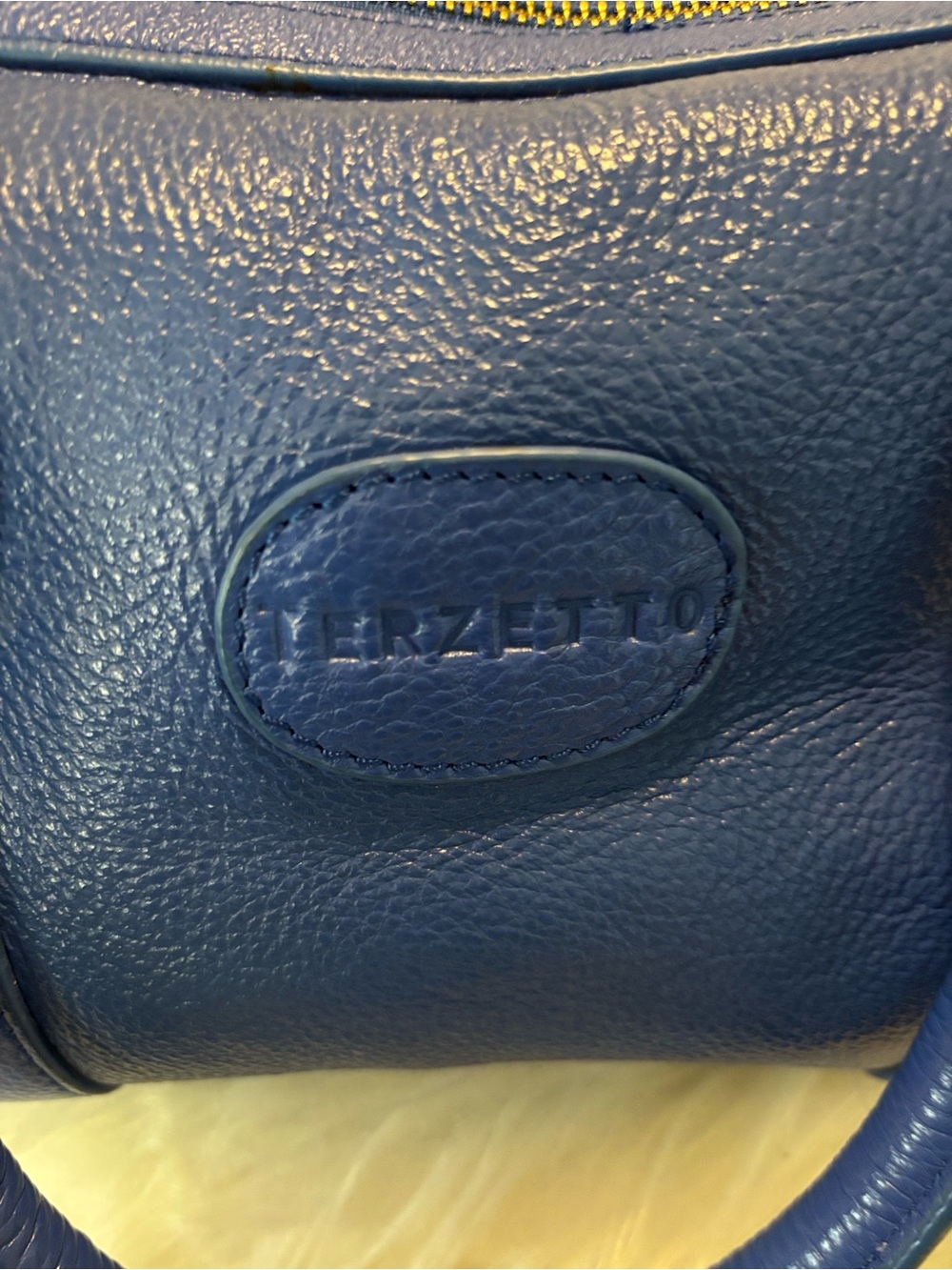 Terzetto Blue Leather Satchel Crossbody Bag - Picture 2 of 8